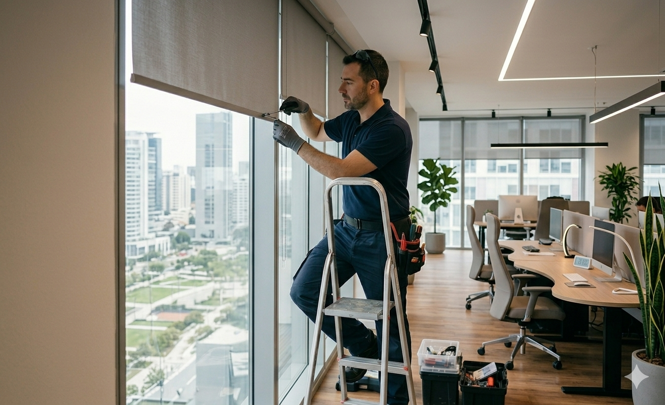 Reparación, lavado y motorización de cortinas roller para empresas en Lima — DECOSERVI